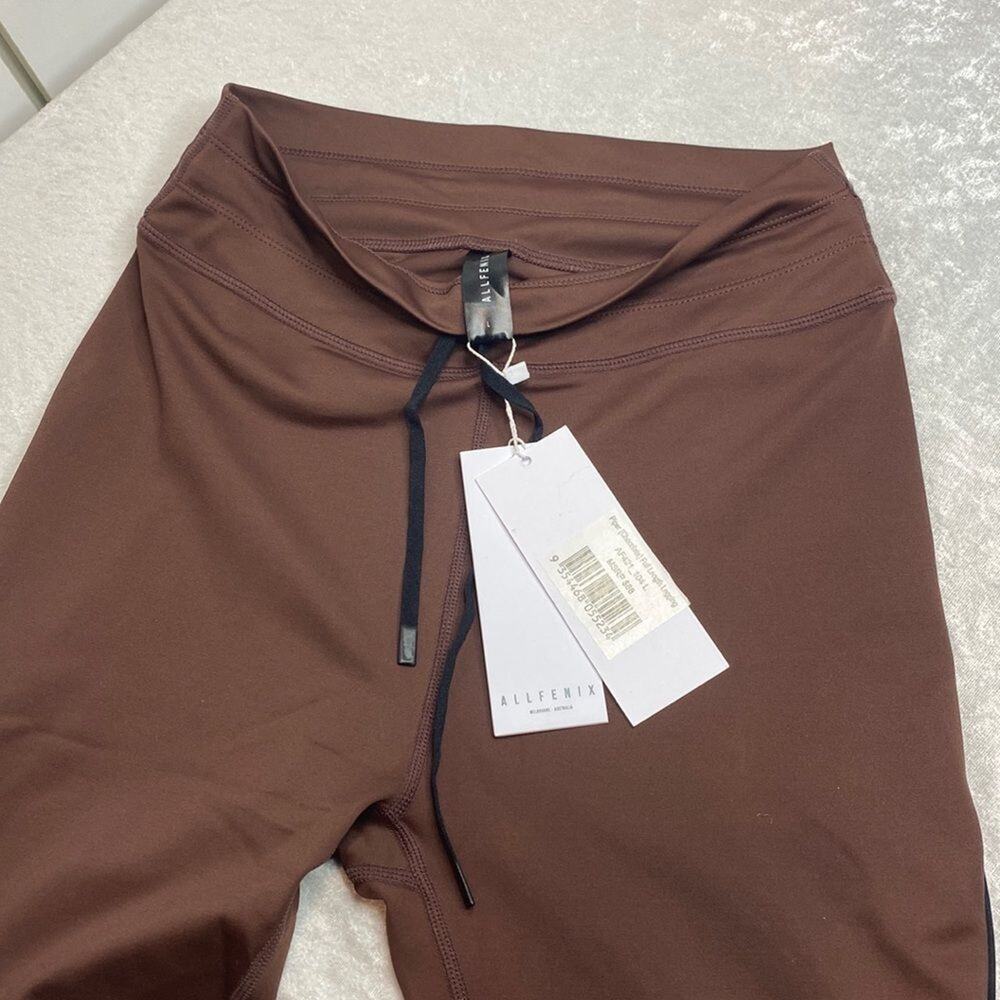 NWT AllFenix Anthropologie Brown Drawstring waist Leggings Size L